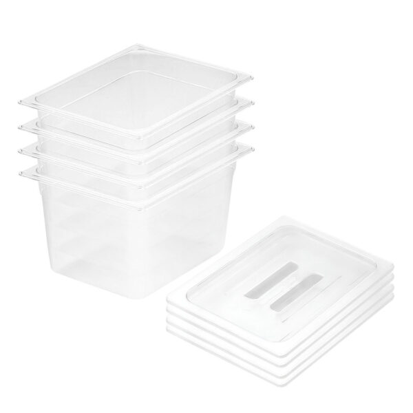 SOGA 200mm Clear Gastronorm GN Pan 1/2 Food Tray Storage Bundle of 4 with Lid, Home & Living, Kitchen & Dining, Bakeware, Baking Trays, ,  - NZ DEPOT 1