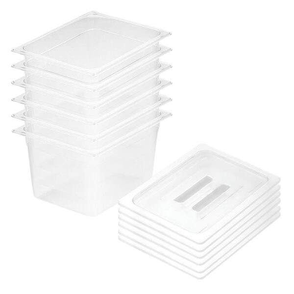 SOGA 200mm Clear Gastronorm GN Pan 1/2 Food Tray Storage Bundle of 6 with Lid, Home & Living>Kitchen & Dining>Bakeware>Baking Trays, , , , ,  - NZ DEPOT 1