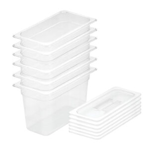 SOGA 200mm Clear Gastronorm GN Pan 1/3 Food Tray Storage Bundle of 6 with Lid, Home & Living, Kitchen & Dining, Bakeware, Baking Trays, ,  - NZ DEPOT 1