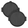 SOGA 2X 30CM Round Cast Iron Korean BBQ Grill Plate with Handles and Drip Lip, Home & Living>Kitchen & Dining>Cookware>Frying Pans, , , , ,  - NZ DEPOT 1