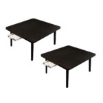 SOGA 2X  Black Portable Floor Table Small Square Space-Saving Mini Desk Home Decor, Desks & Computer Tables, , , , ,  - NZ DEPOT 1