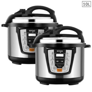 SOGA 2X Electric Stainless Steel Pressure Cooker 10L 1600W Multicooker 16, Electronics & Appliances, Appliances, Small Kitchen Appliances, Benchtop Cooking, Slow Cookers & Pressure Cookers,  - NZ DEPOT 1