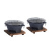 SOGA 2X Medium Cast Iron Round Stove Charcoal Table Net Grill Japanese Style BBQ Picnic Camping with Wooden Board, home & living > outdoor living > barbecues > barbecues > freestanding, , , , ,  - NZ DEPOT 1