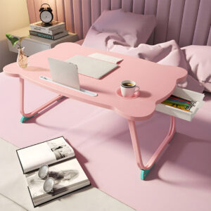 SOGA 2X Pink Portable Bed Table Adjustable Folding Mini Desk With Mini Drawer and Cup-Holder Home Decor, Desks & Computer Tables, , , , ,  - NZ DEPOT 2