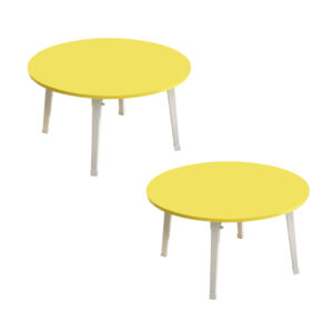 SOGA 2X Yellow Portable Floor Table Small Round Space Saving Mini Desk Home Decor NZ DEPOT - NZ DEPOT