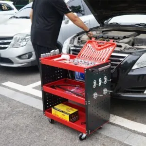 Buy SOGA 3 Tier Tool Storage Cart Portable Service Utility Heavy Duty Mobile Trolley with Hooks Red Online - Garden, Tools & Hardware/Garage Storage & Organisation/Tool Organisers - 2 - NZ Depot Free Shipping