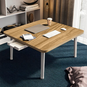 SOGA Wood-Colored Portable Floor Table Small Square Space-Saving Mini Desk Home Decor, Desks & Computer Tables, , , , ,  - NZ DEPOT 2