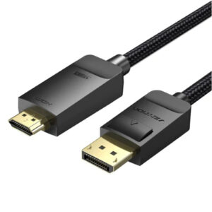 Vention HFKBH Cotton Braided 4K DP Male to HDMI-A Male HD Cable 2M Black - NZ DEPOT