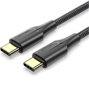 Vention TAUBH Nylon Braided USB 2.0 C Male to C Male 3A Cable 2M Black LED Type - NZ DEPOT
