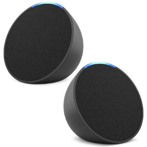 Amazon Echo Pop (Bundle of 2) Stereo Pair of Smart Speakers with Alexa - Charcoal + Charcoal > Headphones & Audio > Speakers >  - NZ DEPOT