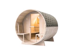 DS Outdoor Barrel Sauna with Porch Dark Grey Bitumen Roof PR12650 Outdoor Furniture NZ DEPOT - NZ DEPOT