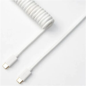Keychron Coiled Type C Cable Straight White NZDEPOT - NZ DEPOT
