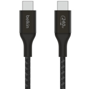 Belkin 240W USB-C to USB-C Braided Cable 2M - Black - NZ DEPOT