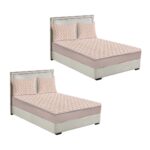 SOGA 2X Beige 183cm Wide Mattress Cover Thick Quilted Fleece Stretchable Clover Design Bed Spread Sheet Protector with Pillow Covers, Home & Living>Bedroom>Bedding>Mattress Protectors, Underlays & Toppers, , , , ,  - NZ DEPOT 1