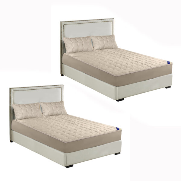 SOGA 2X Beige 183cm Wide Mattress Cover Thick Quilted Stretchable Bed Spread Sheet Protector with Pillow Covers, Home & Living>Bedroom>Bedding>Mattress Protectors, Underlays & Toppers, , , , ,  - NZ DEPOT 1