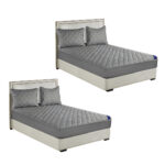 SOGA 2X Grey 138cm Wide Cross-Hatch Mattress Cover Thick Quilted Stretchable Bed Spread Sheet Protector with Pillow Covers, Home & Living>Bedroom>Bedding>Mattress Protectors, Underlays & Toppers, , , , ,  - NZ DEPOT 1