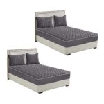 SOGA 2X Grey 153cm Wide Mattress Cover Thick Quilted Fleece Stretchable Clover Design Bed Spread Sheet Protector with Pillow Covers, Home & Living>Bedroom>Bedding>Mattress Protectors, Underlays & Toppers, , , , ,  - NZ DEPOT 1