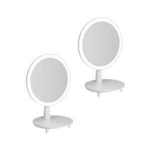 SOGA 2X Round White Rechargeable LED Light Makeup Mirror Tabletop Vanity Home Decor, Home, Bathroom, Bathroom Accessories, Bathroom Storage, ,  - NZ DEPOT 1