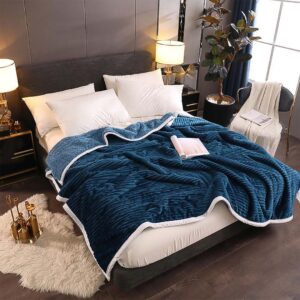 SOGA 2X Throw Blanket Warm Cozy Double Sided Thick Flannel Coverlet Fleece Bed Sofa Comforter Dark Blue, Home, Bed Linen, Throws And Blankets, Blankets,  - NZ DEPOT 2