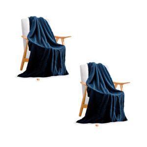 SOGA 2X Throw Blanket Warm Cozy Double Sided Thick Flannel Coverlet Fleece Bed Sofa Comforter Dark Blue, Home, Bed Linen, Throws And Blankets, Blankets, ,  - NZ DEPOT 1