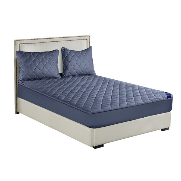SOGA Blue 153cm Wide Cross-Hatch Mattress Cover Thick Quilted Stretchable Bed Spread Sheet Protector with Pillow Covers, Home & Living>Bedroom>Bedding>Mattress Protectors, Underlays & Toppers, , , , ,  - NZ DEPOT 1