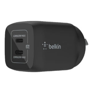 Belkin BoostCharge 65W Dual USB-C GaN Wall Charger - Black > Power & Lighting > Power Boards & Adapters > USB Wall Chargers & Desktop Chargers - NZ DEPOT