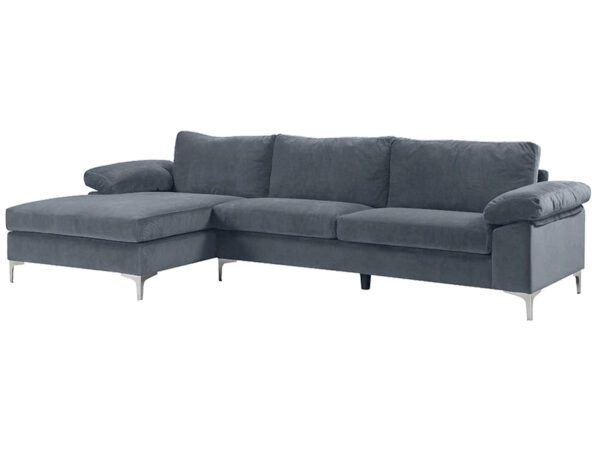 New Ronni Sectional Sofa With Left Chaise Velvet Dark Grey