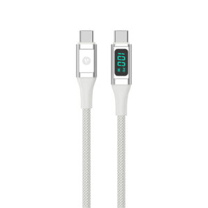 Valore MA59 1M 100W USB-C to USB-C Cable W/Digital Display (Silver ) > PC Peripherals & Accessories > Cables > USB-C Cables - NZ DEPOT