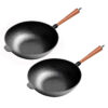 SOGA 2X 31cm Commercial Cast Iron Wok Round Bottom FryPan Home Cooking Skillet, Home & Living>Kitchen & Dining>Cookware>Frying Pans, , , , , - NZ DEPOT 1