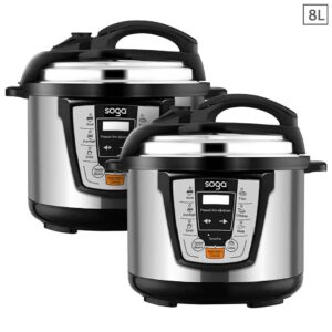 SOGA 2X Electric Stainless Steel Pressure Cooker 8L 1600W Multicooker 16, electronics & appliances, appliances, small kitchen appliances, benchtop cooking, slow cookers & pressure cookers, Slow Cookers & Pressure Cookers - NZ DEPOT 1