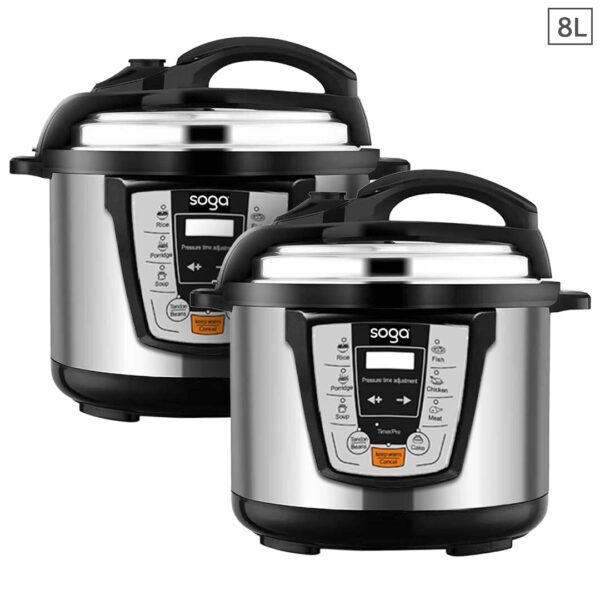 SOGA 2X Electric Stainless Steel Pressure Cooker 8L 1600W Multicooker 16, electronics & appliances, appliances, small kitchen appliances, benchtop cooking, slow cookers & pressure cookers,  - NZ DEPOT 1