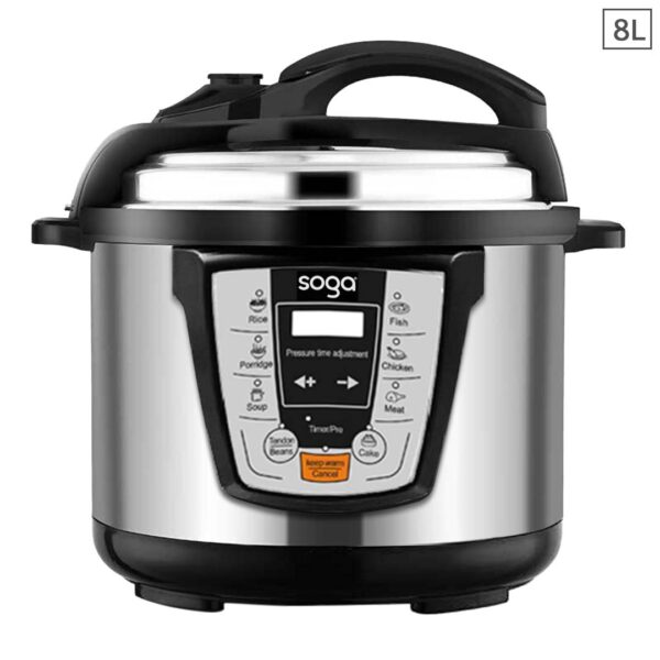 SOGA Electric Stainless Steel Pressure Cooker 8L 1600W Multicooker 16, electronics & appliances > appliances > small kitchen appliances > benchtop cooking > slow cookers & pressure cookers, , , , ,  - NZ DEPOT 1