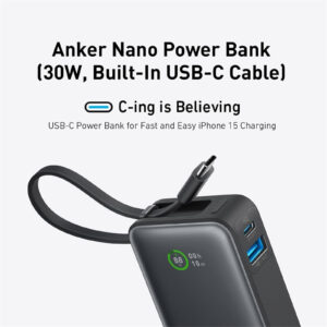ANKER Nano 10K 30W Power Bank with Built-In USB-C Cable (Black) > Power & Lighting > Power Banks >  - NZ DEPOT