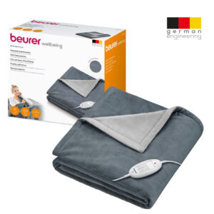 Beurer HD75DG Cosy heated overblanket (Dark Grey) with fleece fibre surface keeps you nice and cosy on the sofa or in your bedroom.Automatic switch-off after approx.