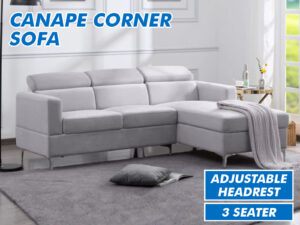 Canape Corner Sofa Light Grey Pr9297 Sofas Sectionals Sofa Beds Nz Depot - Nz Depot