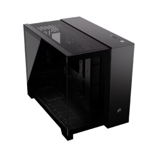 Corsair 2500X Black MATX  Gaming Case Tempered Glass CPU Cooler Support Upto 180mm GPU Support Upto 400mm 360mm Radiator Supported 4x PCI (4 vertical with accessory)