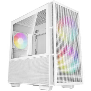 DEEPCOOL CH360 ARGB White Mini Tower for ITX mATX Tempered Glass 2 x 140mm 1 X120mm ARGB Fans Pre-Installed CPU Cooler Support Upto 165mm GPU Support Upto 320mm 4 x