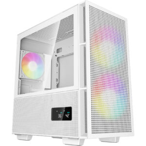 DEEPCOOL CH360 DIGITAL ARGB White Mini Tower for ITX mATX Tempered Glass 2 x 140mm 1 X120mm ARGB Fans Pre-Installed CPU Cooler Support Upto 165mm GPU Support Upto 32