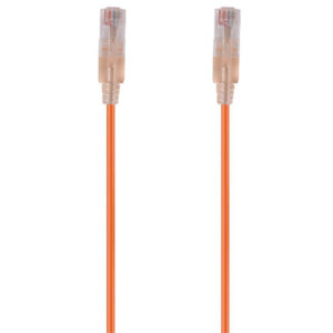 Dynamix 0.75m Cat6A 10G Orange Ultra-Slim Component Level UTP Patch Lead (30AWG)withRJ45UnshieldedGold Plated Connectors. Supports PoE IEEE 802.3af (15.4W). > PC