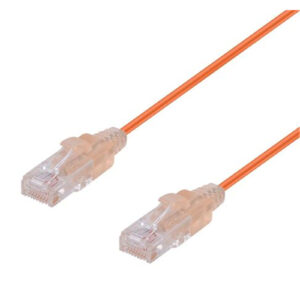 Dynamix 2.5m Cat6A 10G Orange Ultra-Slim Component Level UTP Patch Lead (30AWG)withRJ45UnshieldedGold Plated Connectors. Supports PoE IEEE 802.3af (15.4W). > PC P