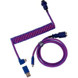 Keychron Premium Coiled Angled Aviator Cable - Purple > PC Peripherals > Keyboards > Keyboard Accessories - NZ DEPOT