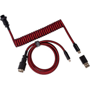 Keychron Premium Coiled Straight Aviator Cable - Red > PC Peripherals > Keyboards > Keyboard Accessories - NZ DEPOT