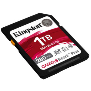 Kingston 1TB SDR2 V60 UHS-II Canvas React Plus V60 SD memory Card UHS-II U3 V60 up to 280MB/s read and 150MB/s write for DSLRs mirrorless cameras and 4K video produc