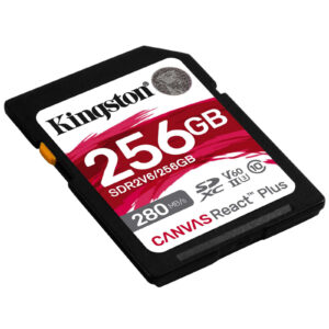 Kingston 256GB SDR2 V60 UHS-II Canvas React Plus V60 SD memory Card UHS-II U3 V60 up to 280MB/s read and 150MB/s write for DSLRs mirrorless cameras and 4K video prod