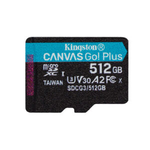 Kingston Canvas Go! Plus 512GB microSD Memory Card Class 10 UHS-I U3 V30 A2 up to 170MB/s read and 90MB/s write for Android mobile devices action cams drones and 4K