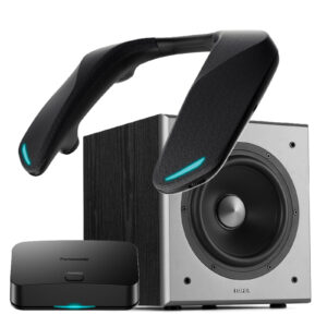 Panasonic SoundSlayer SC-GNW10  Wireless Wearable Gaming Speaker - Bundled with Edifier T5 70W Subwoofer > PC Peripherals > Headsets > Gaming Headsets - NZ