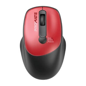 Promate EZGrip Ambidextrous Ergonomic Wireless Mouse. 800/1200/1600Dpi Easy Plug & Play Up to6Millon Keystrokes Lag-free Long Life Battery with Low Power Consumption