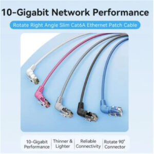 Vention IBOBG  Cat6A UTP Rotate Right Angle Ethernet Patch Cable 1.5M Black Slim Type > PC Peripherals > Cables > Network & Telephone Cables - NZ DEPOT