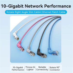 Vention IBOHG  Cat6A UTP Rotate Right Angle Ethernet Patch Cable 1.5M Gray Slim Type > PC Peripherals > Cables > Network & Telephone Cables - NZ DEPOT