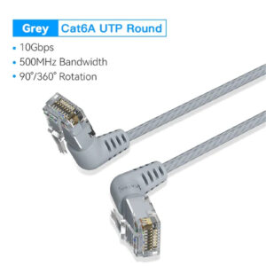 Vention IBOHG  Cat6A UTP Rotate Right Angle Ethernet Patch Cable 1.5M Gray Slim Type > PC Peripherals > Cables > Network & Telephone Cables - NZ DEPOT